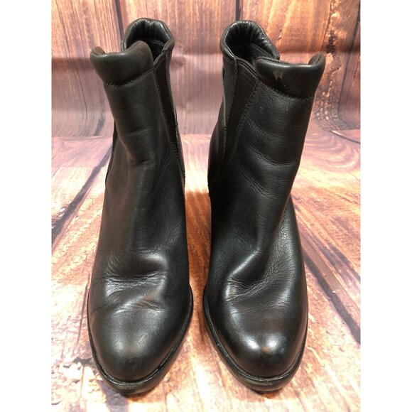 Sorel After Hours Wedge Black Leather Chelsea Boots Womens 6 / 37 (r8j) - Picture 2 of 10